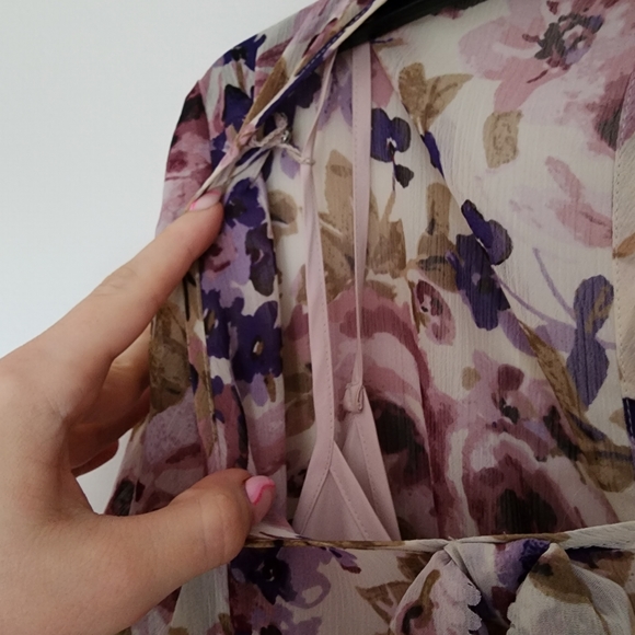 LC Lauren Conrad Runway Collection Purple Floral Peasant Maxi Dress - Picture 4 of 8